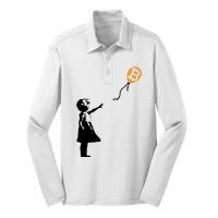 Bitcoin Balloon Cryptocurrency Silk Touch Performance Long Sleeve Polo