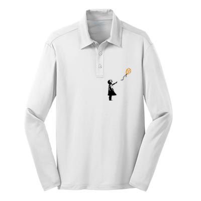 Bitcoin Balloon Cryptocurrency Silk Touch Performance Long Sleeve Polo