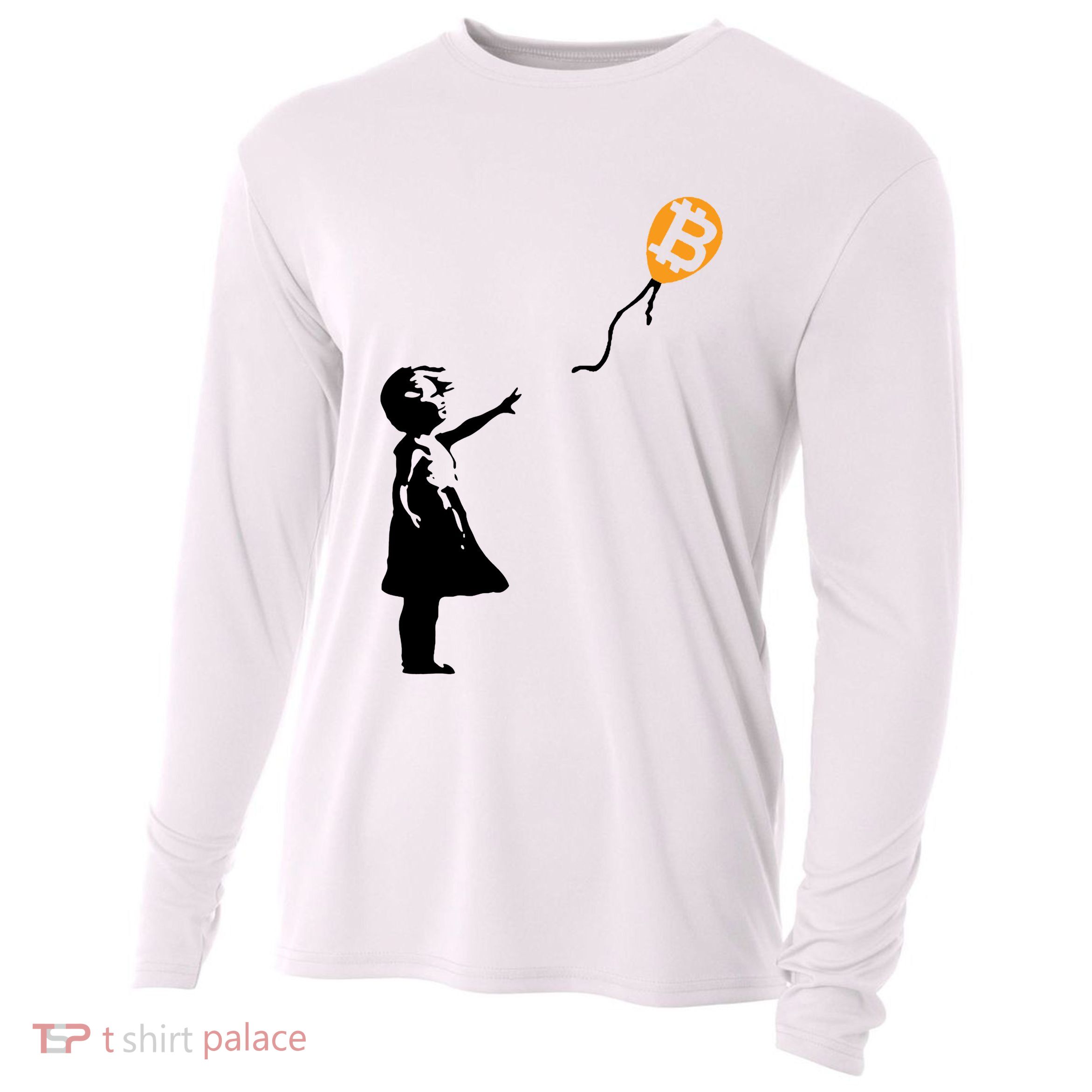 Bitcoin Balloon Cryptocurrency Cooling Performance Long Sleeve Crew