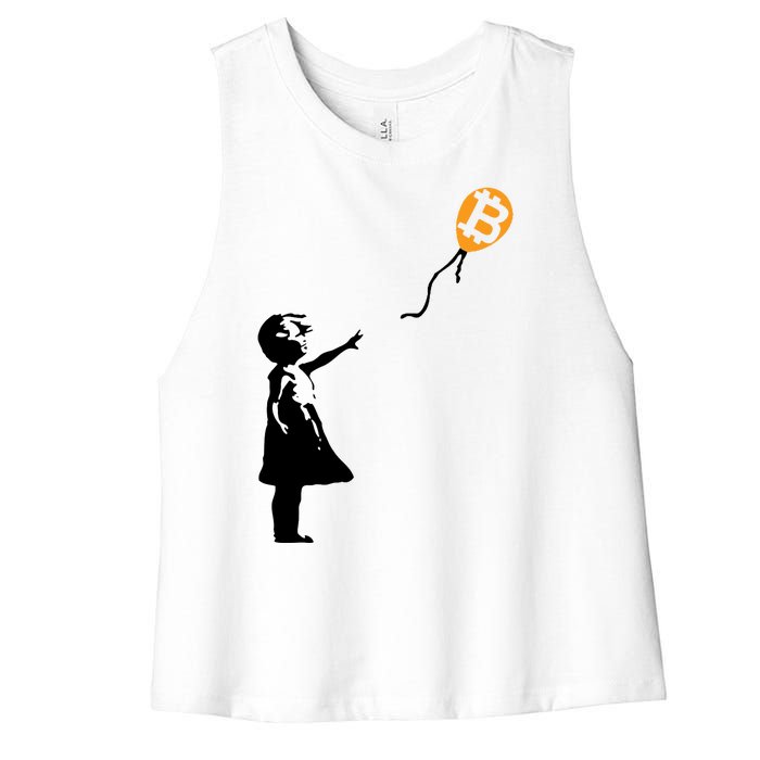 Bitcoin Balloon Cryptocurrency Women's Racerback Cropped Tank