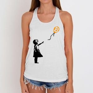 Bitcoin Balloon Cryptocurrency Women's Knotted Racerback Tank