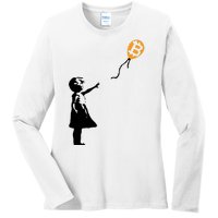 Bitcoin Balloon Cryptocurrency Ladies Long Sleeve Shirt