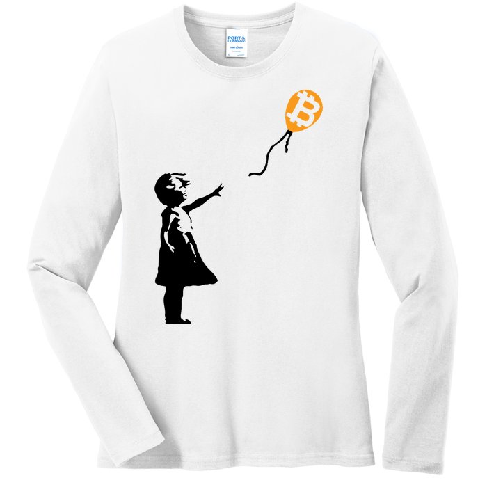 Bitcoin Balloon Cryptocurrency Ladies Long Sleeve Shirt