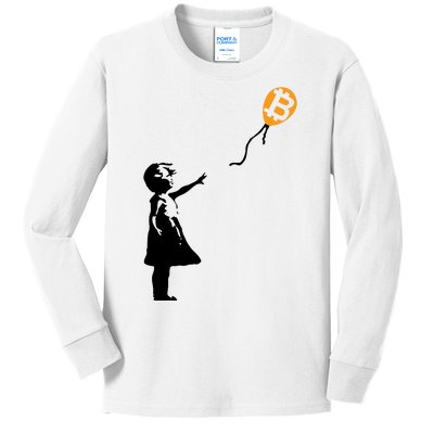 Bitcoin Balloon Cryptocurrency Kids Long Sleeve Shirt