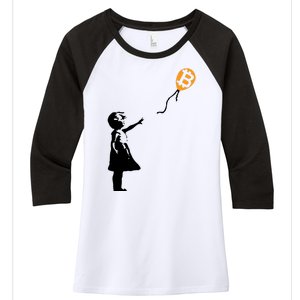 Bitcoin Balloon Cryptocurrency Women's Tri-Blend 3/4-Sleeve Raglan Shirt