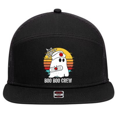 Boo Boo Crew Funny Nurse Halloween Ghost Costume Cute Gift 7 Panel Mesh Trucker Snapback Hat