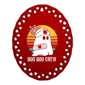 Boo Boo Crew Funny Nurse Halloween Ghost Costume Cute Gift Ceramic Oval Ornament