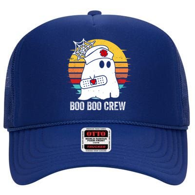 Boo Boo Crew Funny Nurse Halloween Ghost Costume Cute Gift High Crown Mesh Back Trucker Hat