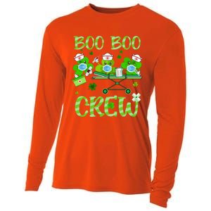 Boo Boo Crew Nurse St Patrick's Day Shamrock Face Mask Nurse Funny Gift Cooling Performance Long Sleeve Crew