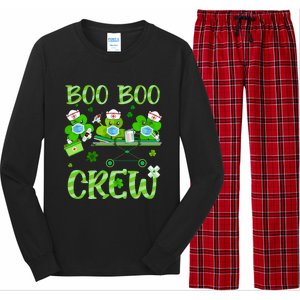 Boo Boo Crew Nurse St Patrick's Day Shamrock Face Mask Nurse Funny Gift Long Sleeve Pajama Set