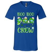 Boo Boo Crew Nurse St Patrick's Day Shamrock Face Mask Nurse Funny Gift V-Neck T-Shirt