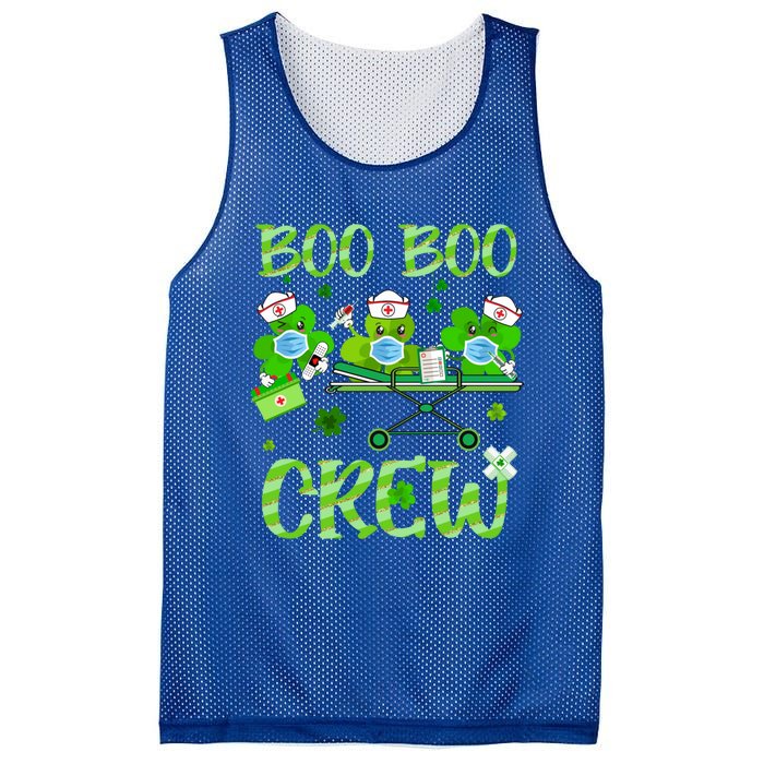 Boo Boo Crew Nurse St Patrick's Day Shamrock Face Mask Nurse Funny Gift Mesh Reversible Basketball Jersey Tank