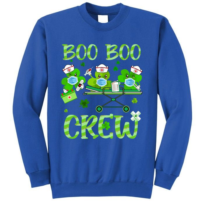 Boo Boo Crew Nurse St Patrick's Day Shamrock Face Mask Nurse Funny Gift Tall Sweatshirt