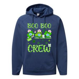 Boo Boo Crew Nurse St Patrick's Day Shamrock Face Mask Nurse Funny Gift Performance Fleece Hoodie