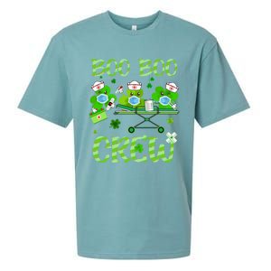 Boo Boo Crew Nurse St Patrick's Day Shamrock Face Mask Nurse Funny Gift Sueded Cloud Jersey T-Shirt