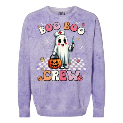 Boo Boo Crew Halloween Ghost Nurse Colorblast Crewneck Sweatshirt