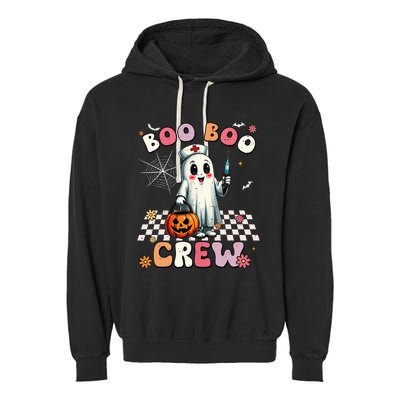 Boo Boo Crew Halloween Ghost Nurse Garment-Dyed Fleece Hoodie