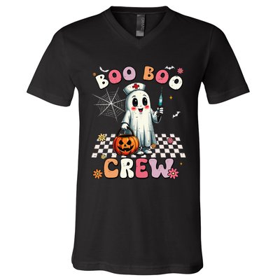 Boo Boo Crew Halloween Ghost Nurse V-Neck T-Shirt