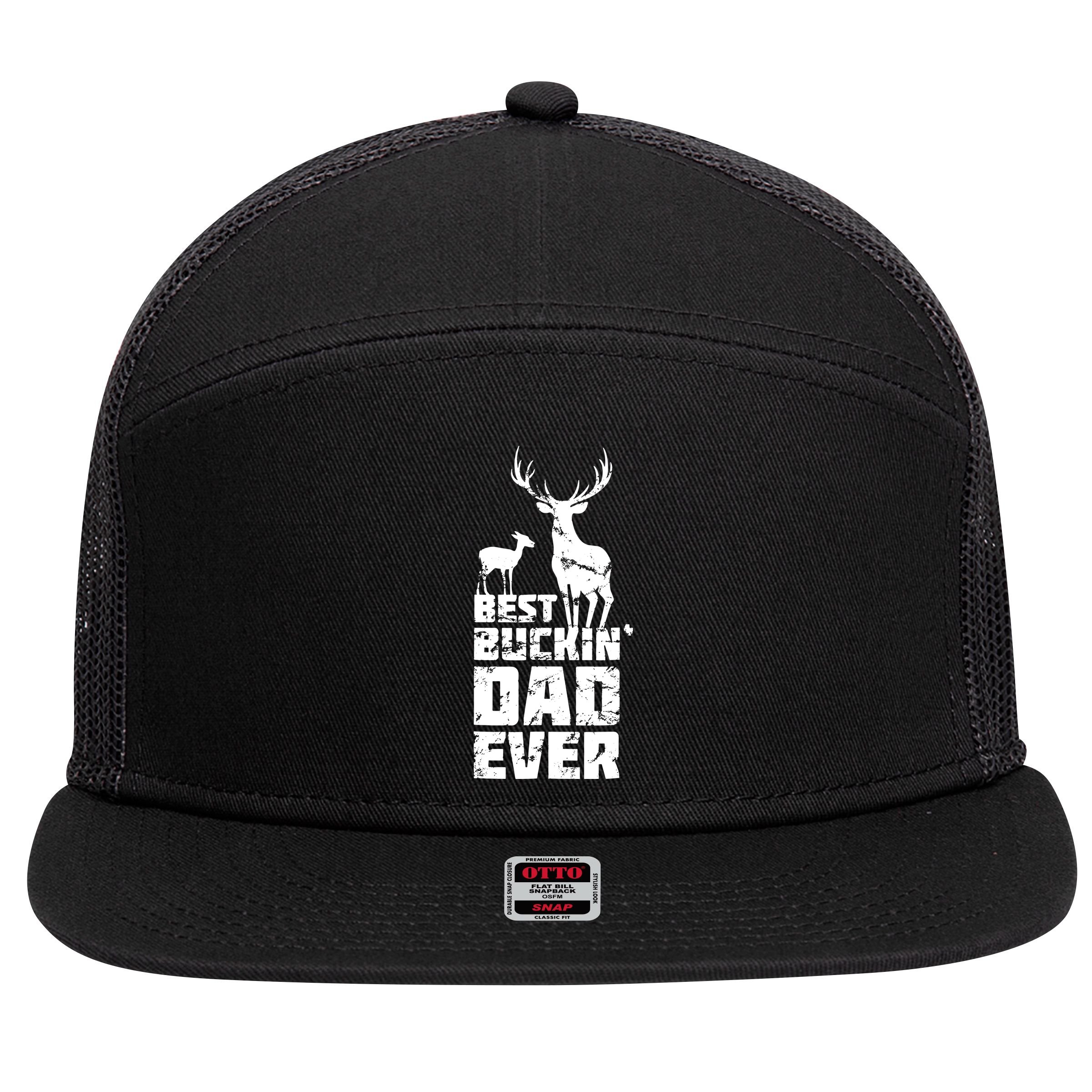 Best Buckin Dad Ever Gift Deer Hunting Father 7 Panel Mesh Trucker Snapback Hat