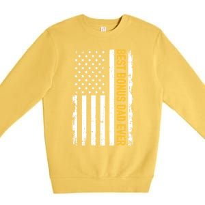 Best Bonus Dad Ever With Us American Flag Gift Premium Crewneck Sweatshirt