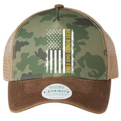 Best Bonus Dad Ever With Us American Flag Gift Legacy Tie Dye Trucker Hat