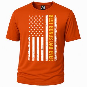 Best Bonus Dad Ever With Us American Flag Gift Cooling Performance Crew T-Shirt