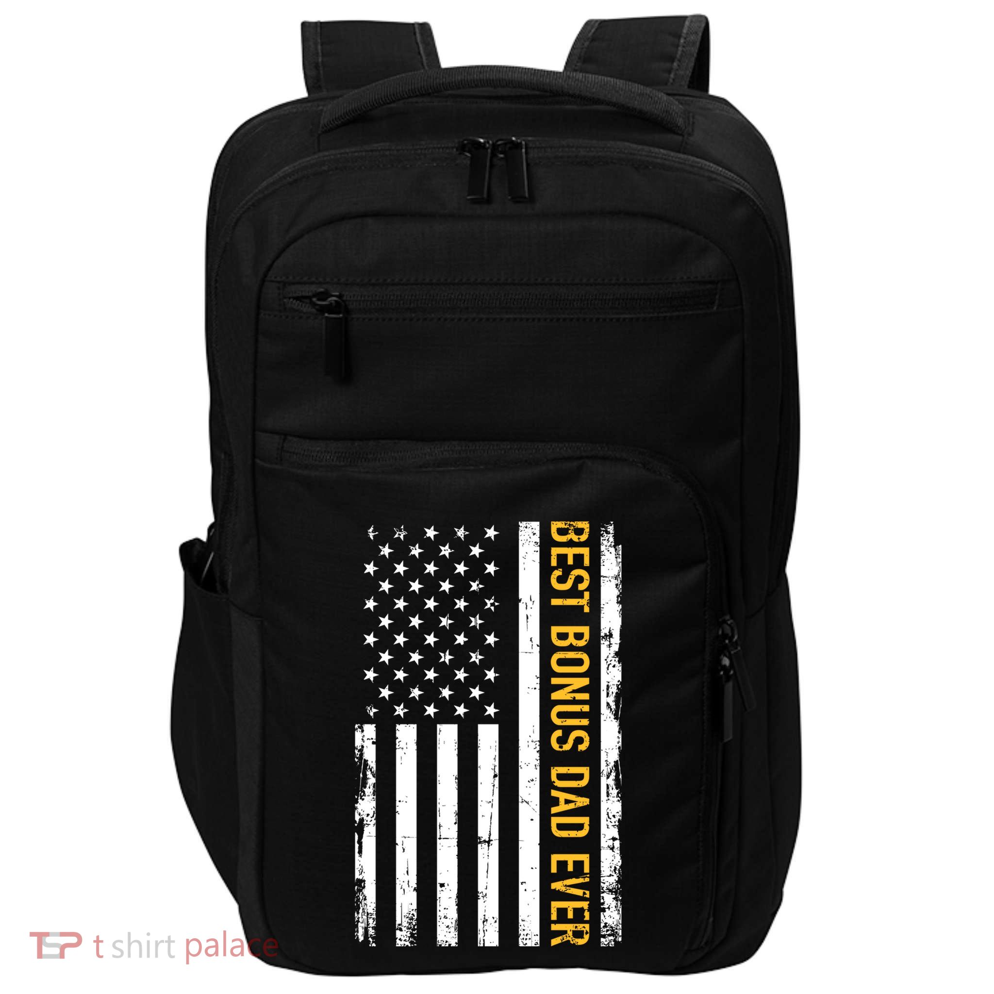 Best Bonus Dad Ever With Us American Flag Gift Impact Tech Backpack