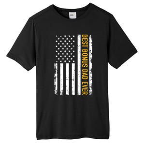 Best Bonus Dad Ever With Us American Flag Gift Tall Fusion ChromaSoft Performance T-Shirt