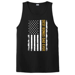 Best Bonus Dad Ever With Us American Flag Gift PosiCharge Competitor Tank