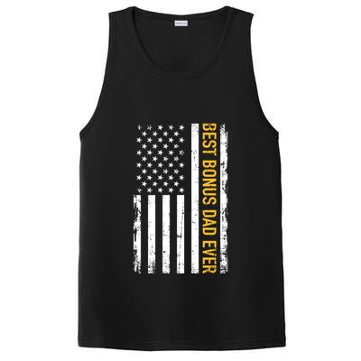 Best Bonus Dad Ever With Us American Flag Gift PosiCharge Competitor Tank