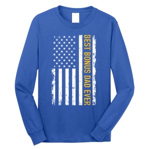 Best Bonus Dad Ever With Us American Flag Gift Long Sleeve Shirt