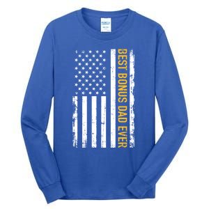 Best Bonus Dad Ever With Us American Flag Gift Tall Long Sleeve T-Shirt