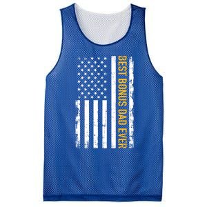 Best Bonus Dad Ever With Us American Flag Gift Mesh Reversible Basketball Jersey Tank