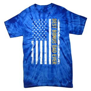 Best Bonus Dad Ever With Us American Flag Gift Tie-Dye T-Shirt