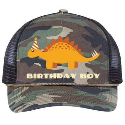 Birthday Boy Dinosaur Retro Rope Trucker Hat Cap