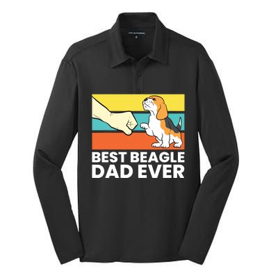 Best Beagle Dad Ever Funny Beagle Dog Dad Silk Touch Performance Long Sleeve Polo