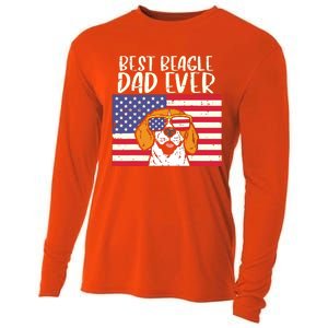 Best Beagle Dad Ever Flag Patriotic Dog Lover Owner Men Gift Cooling Performance Long Sleeve Crew