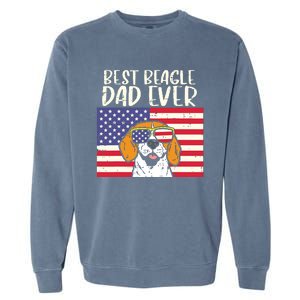 Best Beagle Dad Ever Flag Patriotic Dog Lover Owner Men Gift Garment-Dyed Sweatshirt