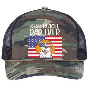 Best Beagle Dad Ever Flag Patriotic Dog Lover Owner Men Gift Retro Rope Trucker Hat Cap