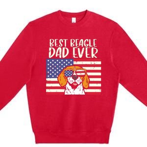 Best Beagle Dad Ever Flag Patriotic Dog Lover Owner Men Gift Premium Crewneck Sweatshirt