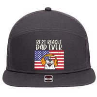 Best Beagle Dad Ever Flag Patriotic Dog Lover Owner Men Gift 7 Panel Mesh Trucker Snapback Hat