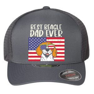 Best Beagle Dad Ever Flag Patriotic Dog Lover Owner Men Gift Flexfit Unipanel Trucker Cap