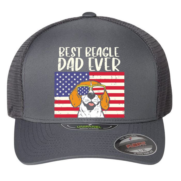 Best Beagle Dad Ever Flag Patriotic Dog Lover Owner Men Gift Flexfit Unipanel Trucker Cap