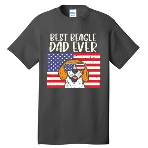 Best Beagle Dad Ever Flag Patriotic Dog Lover Owner Men Gift Tall T-Shirt