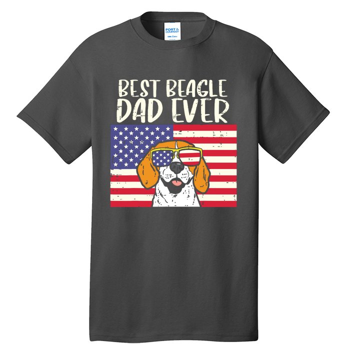 Best Beagle Dad Ever Flag Patriotic Dog Lover Owner Men Gift Tall T-Shirt