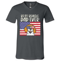 Best Beagle Dad Ever Flag Patriotic Dog Lover Owner Men Gift V-Neck T-Shirt