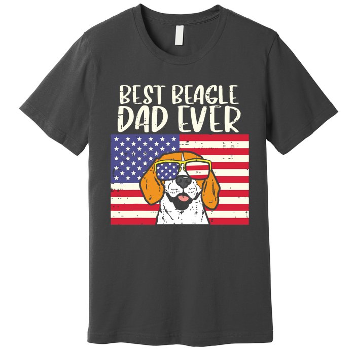 Best Beagle Dad Ever Flag Patriotic Dog Lover Owner Men Gift Premium T-Shirt