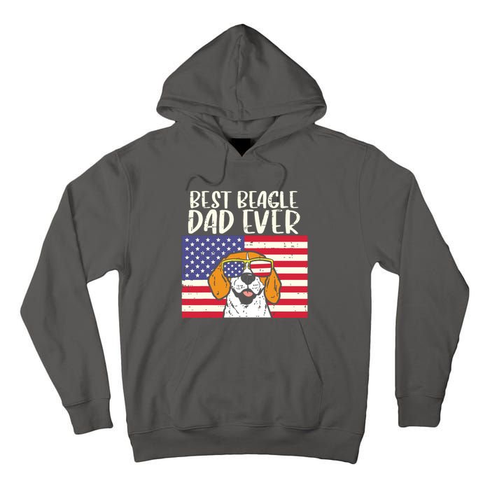 Best Beagle Dad Ever Flag Patriotic Dog Lover Owner Men Gift Tall Hoodie