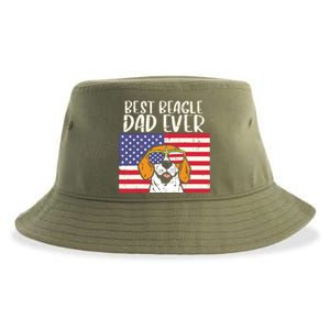 Best Beagle Dad Ever Flag Patriotic Dog Lover Owner Men Gift Sustainable Bucket Hat