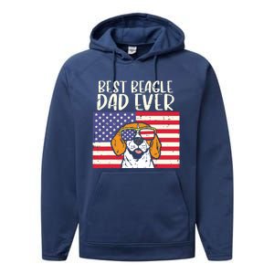 Best Beagle Dad Ever Flag Patriotic Dog Lover Owner Men Gift Performance Fleece Hoodie